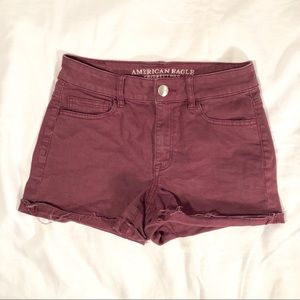 AEO Hi-Rise Shortie Burgundy Shorts Size 4